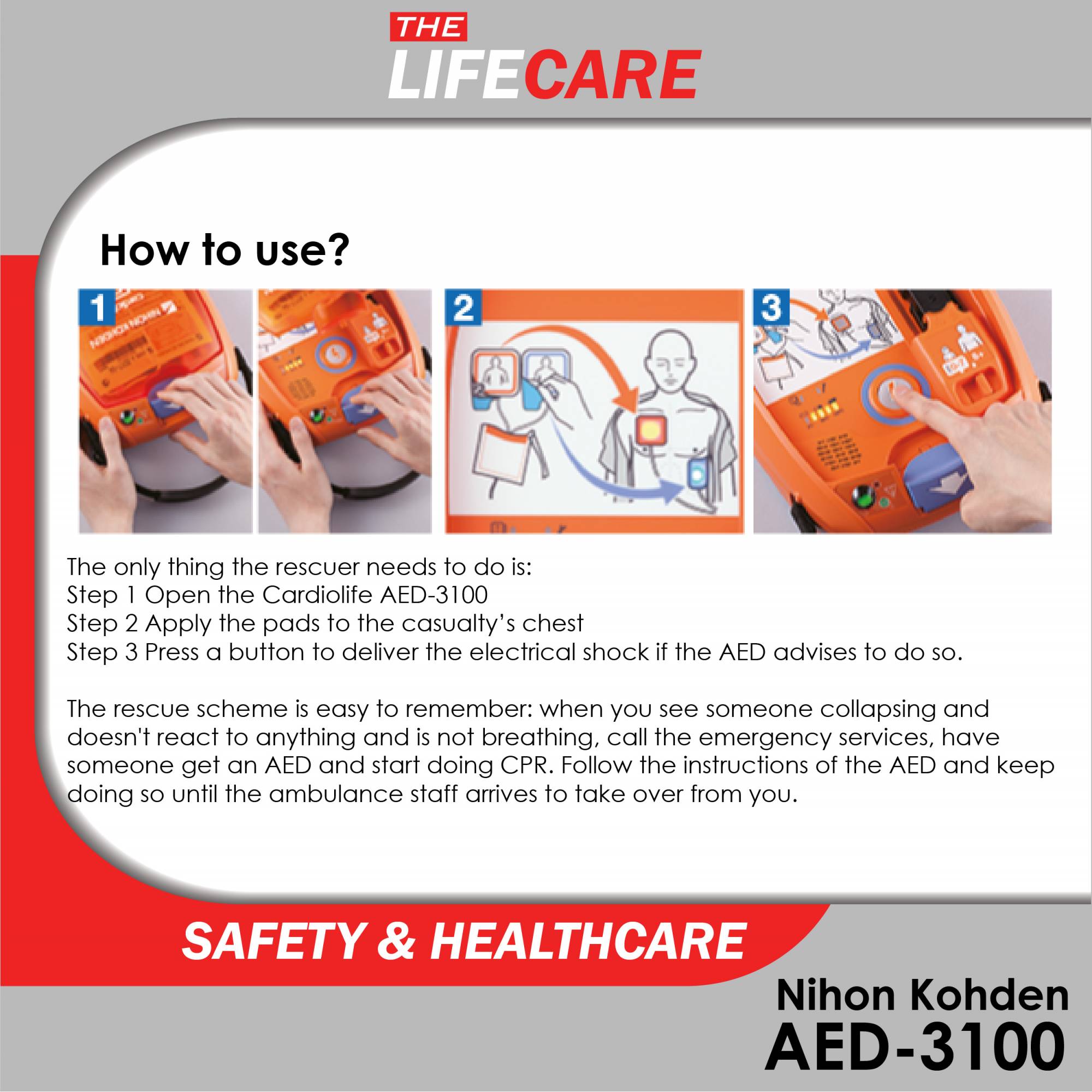 AED Stock in Malaysia Nihon Kohden Cardiolife AED3100 Automated